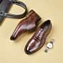 Stylish Casual Brown Men's Wedding Business Office Formal Leather Oxfords Wooden Outsole Brogue Dress Shoes
