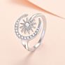 Sun Moon Rings Women Jewelry Creative Micro Inlaid Zircon Gold Silver Opening Adjustable Ring