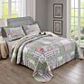 Superfine Fiber Embroidered Stitching Bed Cover Three Piece Home Quilts Washable