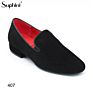 Suphini Black Suede Cow Leather Ballroom Dance Shoes Men