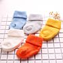 T- 120 ( Stock ) Baby Boy and Girl Pure Color 5 Design Terry Cotton Socks Knitted Socks for Newborn