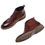 Tall Men Shoes Invisible Brown Brogue Height Increasing Boots Shoes for Men