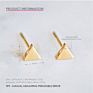 Teen Girls Minimalist Simple Style Triangle Shape Geometric Small 14K Gold Stud Earring Stainless Steel