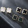 The Most Popular 925 Sliver Four Leaf Clover Flower Stud Earrings