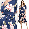 The Newest Women Beach Flower Print Sleeveless Dress Split Lace up Dresses For