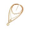 Three Layers Delicate Metal Chain Necklace with Alloy Charm