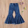 Toddler Baby Girl Flared Jeans Blue Bell-Bottom High-Waist Basic Denim Pants Spring Fall Outfit for 2-7 Years Old