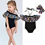 Toddler Kids Baby Girl Print Ruffle Collar off Shoulder Swimwear Swimsuit Bathing Suit Beachwear Leopard One Piece Swimsuit