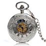 Tourbillon Watch Automatic Moonphase Mechanical Pocket Watch Silver Skeleton Mechanical Automatic Pocket Watch