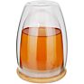 Transparent Milk Mugs 12 Oz Double Wall Clear Glass Coffee Cups with Bamboo Lid