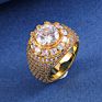 Trend Brass Diamond Bling Gold Plated Iced Out Cubic Zircon Brass Cuban Link Chain Gold Plated Finger Bling Ring