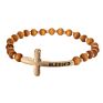 Trend Popular Inspiration Cross Shape Initial Stretch Wood Beads Bracelets Jewelry for Women