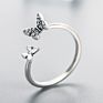 Trending Products Arrivals Adjustable Double Butterfly Cz Diamond Rings Silver 925 Sterling Jewelry Butterfly Ring