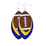 Trending Unique Rugby Football Sports Earings Water Drop Glitter Leather Teardrop Earrings Women