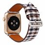 Tschick Band for Apple Watch, [Plaid Lattice Pattern] Leather Watch Strap Replacement Wristband for Apple Watch Series 4 3 2 1
