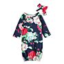 Two Pice Set Long Sleeves Rose Toddler Baby Stroller Sleeping Sack Bags Headband Stripe Floral Kids Infant Gown Jumpsuit
