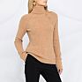 Twotwinstyle Casual Patchwork Buttons Asymmetrical Turtleneck Long Sleeve Knitted Sweater