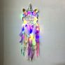 Unicorn Dream Catcher with Led Lights Feather Wall Hangings Girl Room Decor Ornament Boho Dream Catcher
