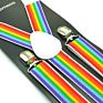 Unisex Clip-On Elastic Braces Seven Color Stripe Pattern Y-Back Lgbt Rainbow Suspenders