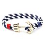 Unisex Couple Handmade Jewelry Multi Double Layer Woven Nylon Rope Hook Gold Plated Anchor Rope Bracelet