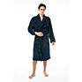 Unisex Navy Robe with Shawl Collar Warm Long Full Length Plush Soft Nightgown Bathrobe for Men