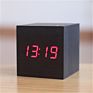 Usb Power Voice Controlled Mdf Wooden Desktop Led Digital Cube Alarm Clock