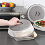 Vented Collapsible Microwave Splatter Proof Food Plate Cover with Easy Grip Handle Wash Vegetables Fruits