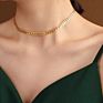 Vintage 18K Gold Plated/Silver Fishtail Arrow Chain Fishbone Chain Necklace Leaf Choker Necklace Chevron Chain Necklace