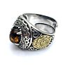Vintage Amber with 925 Adjustable Sterling Silver Rings for Womens