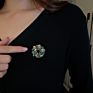 Vintage Brooch Sense Green Diamond Crystal Flower Leaves Brooch Designer Jewelry