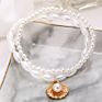 Vintage Elegant Two Pieces Natural Freshwater Pearl Chain Women Anklet Gold Shell Anklets Jewelry