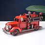 Vintage Fire Truck Model Retro Figurine Iron Red Truck Vehicle Figurine Boy Gift Kid Toy Home Decor Metal Crafts