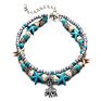 Vintage Heart Elephant Owl Starfish Turtle Pendant Turquoise Beads Women Beach Anklet Bracelet Foot Jewelry