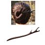 Vintage Retro Chinese Black Wooden Sandalwood Carved Long Horn Fork Pen Hairpin Wood Chopsticks Hair Sticks Pins Picks for Women