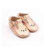 Vintage Style Leather Tbar Soft Sole Baby Shoes Girls Rose Gold Baby Dress Shoes with Scalloped Edge