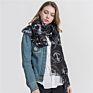 Vintage Style Scarves Navy Blue Cartoon Anchor Printed Young Women Cotton Shawls Scarf M Size