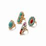 Vintage Turkish Punk Turquoise Ring 4Pcs/Set Women Boho Knuckle Ring Silver Midi Ring Sets