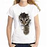 Vivid 3D Printing Cat Image T Shirt Short Sleeve round Neck Lady Women T Shirt for Girls