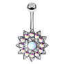 Vriua 6 Colors Flower Opal Navel Piercing Ring Gold Silver Color Bar Ball Belly Piercing Navel Earring Piercing Body Jewelry