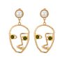 Vriua Abstract Hollow Out Face Dangle Earrings for Women Statement Long Drop Earrings Jewelry Earrings Boucles D'oreille