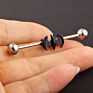 Vriua Punk Medical Steel Black Bat Dangle Industrial Cartilage Piercing Barbell Long Earrings Straight Barbell Classic Piercing