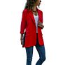 W0088 Women's Casual Blazer Long Sleeve Open Front Work Office Blazer with Pockets Solid Color Coat