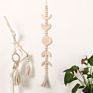 Wall Hanging Ornament Garland Wooden Star Moon Bead Kids Room Nursery Fall Wooden Bead Garland with Tassels for Home Decoration