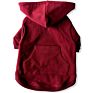 Washable Zipper Maroon Pet Clothes Adjustable Drawstring Hood Sweater Red Dog Hoodie Soft Apparel with Loop Pockets