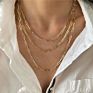 Waterproof Multiple Paperclip Chain Layer Necklace Set 18K Gold Stainless Steel 3 Three Multi Layered Chain Necklace for Women