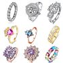 Wedding Engagement Jewelry 925 Sterling Silver White Gold Cubic Zirconia Ring