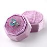 Wedding Jewelry Boxes Velvet Ring Box Octagon Shape Suede Double Ring Box