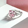 Wedding Ring Heart Shape Zircon Pink Color Gemstone 925 Sterling Silver Ring Women Engagement Jewelry