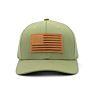 Well Designed Adults 6 Panel Green Unstructured Adjustable American Flag Leather Patch Baseball Hat Cap