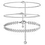 Wesparking Emo Cubic Zircon 14K Gold Silver Plated Anklet Brass Three Chains Anklets Set for Women Jewelry